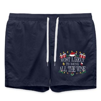 Trinkt am ehesten den ganzen Wein - Badeshorts - French Navy - Vorne - AI Model Male 185 light (185cm)