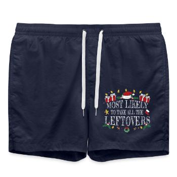 Most Likely to Take All the Leftovers Funny - Swim Trunks - french navy - Front - AI Model Male 185 light (185cm)