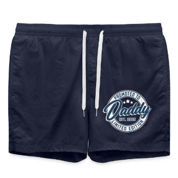 Promotion to Dad 2025 - Swim Trunks - french navy - Front - AI Model Male 185 light (185cm)