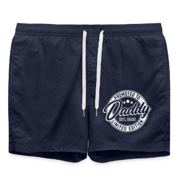 Promotion to Dad 2025 - Swim Trunks - french navy - Front - AI Model Male 185 light (185cm)