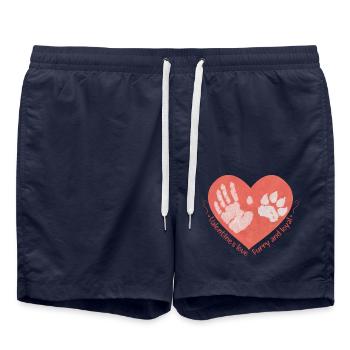 Valentine's Love: Furry and Loyal Companionship - Swim Trunks - french navy - Front - AI Model Male 185 light (185cm)