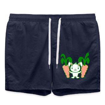 Lapin Deux Grandes Énormes Carottes Récolte Sweet - Short de bain - bleu marine - Devant - AI Model Male 185 light (185cm)