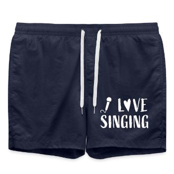 J’aime chanter - Musique Musicien Chanteur - Short de bain - bleu marine - Devant - AI Model Male 185 light (185cm)