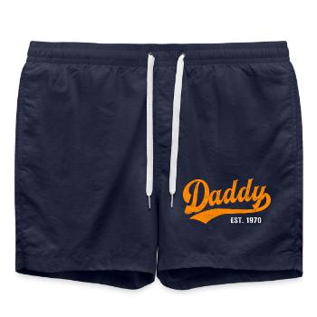 Daddy - Bester Dad Daddy Papa der Welt - est. 1970 - Badeshorts - French Navy - Vorne - AI Model Male 185 light (185cm)