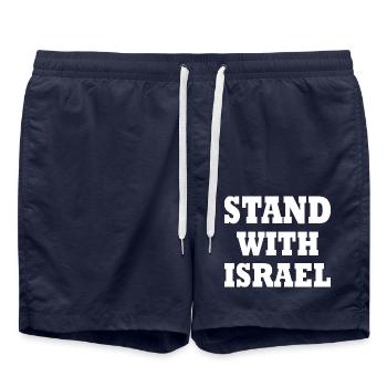Stand with israel - Badeshorts - French Navy - Vorne - AI Model Male 185 light (185cm)