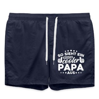 So sieht ein richtig cooler Papa aus - Badeshorts - French Navy - Vorne - AI Model Male 185 light (185cm)
