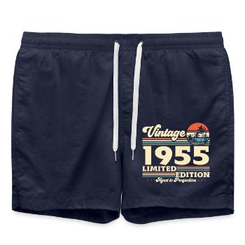 Vintage 1955 Jahrgang Geburtstag retro - Badeshorts - French Navy - Vorne - AI Model Male 185 light (185cm)