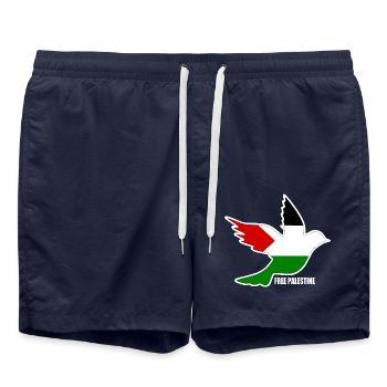Free palestine - Swim Trunks - french navy - Front - AI Model Male 185 light (185cm)