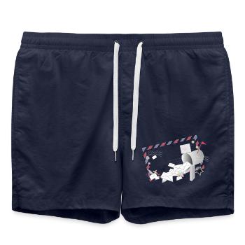 Airmail Rahmen mit Briefen und Briefkasten - Badeshorts - French Navy - Vorne - AI Model Male 185 light (185cm)