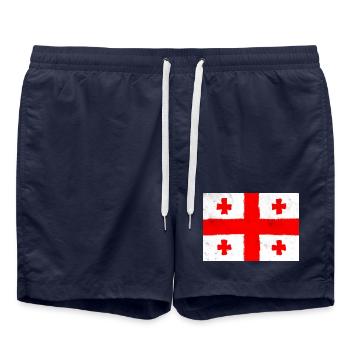 Drapeau de la Géorgie – Croix et Tradition - Short de bain - bleu marine - Devant - AI Model Male 185 light (185cm)