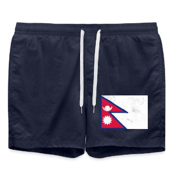 Drapeau du Népal - Short de bain - bleu marine - Devant - AI Model Male 185 light (185cm)