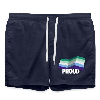 PROUD 2025 Schwul - Badeshorts - French Navy - Vorne - AI Model Male 185 light (185cm)
