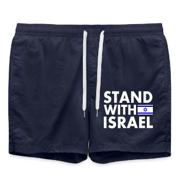 stand with israel - Swim Trunks - french navy - Front - AI Model Male 185 light (185cm)