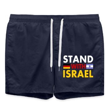Stand with israel - Swim Trunks - french navy - Front - AI Model Male 185 light (185cm)