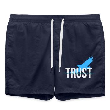 Trust -Vertraue in die Fähigkeit weiter zu fliegen - Badeshorts - French Navy - Vorne - AI Model Male 185 light (185cm)