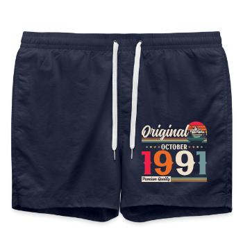 33rd Birthday Original October 1991 Born 1991 - Swim Trunks - french navy - Front - AI Model Male 185 light (185cm)