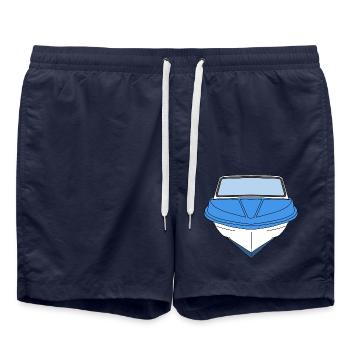 Boat GDR Ibis Drawing Ossi East Ostalgie - Swim Trunks - french navy - Front - AI Model Male 185 light (185cm)