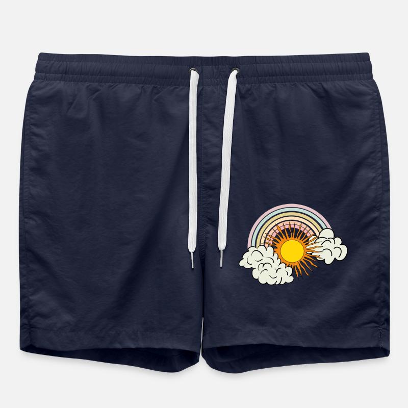 soleil, nuages, arc-en-ciel - Short de bain - bleu marine