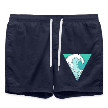 Vague en triangle - Short de bain - bleu marine - Devant - AI Model Male 185 light (185cm)