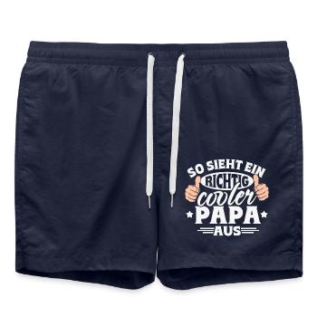 So sieht ein richtig cooler Papa aus - Badeshorts - French Navy - Vorne - AI Model Male 185 light (185cm)