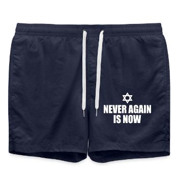 Never again is now - Swim Trunks - french navy - Front - AI Model Male 185 light (185cm)