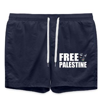 Free palestine - Short de bain - bleu marine - Devant - AI Model Male 185 light (185cm)