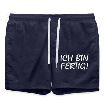 Ich bin fertig - Badeshorts - French Navy - Vorne - AI Model Male 185 light (185cm)