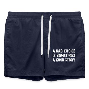 Bad Choice sometimes a good Story - Swim Trunks - french navy - Front - AI Model Male 185 light (185cm)