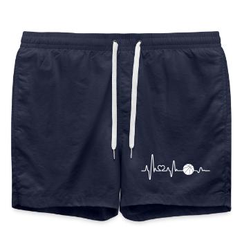 Basketball Heartbeat EKG Joueur de basket que j'aime - Short de bain - bleu marine - Devant - AI Model Male 185 light (185cm)
