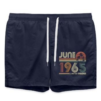 Juin 1965 Vintage Rétro Anniversaire - Short de bain - bleu marine - Devant - AI Model Male 185 light (185cm)