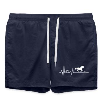 Cheval battement de coeur cavalier cavalier équitation - Short de bain - bleu marine - Devant - AI Model Male 185 light (185cm)