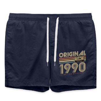 Original 1990's Vintage Vintage Birthday Retro - Swim Trunks - french navy - Front - AI Model Male 185 light (185cm)