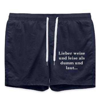 lieber weise und leise - Badeshorts - French Navy - Vorne - AI Model Male 185 light (185cm)
