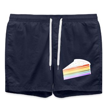 Morceau de gâteau arc-en-ciel aux couleurs pastel délicates - Short de bain - bleu marine - Devant - AI Model Male 185 light (185cm)