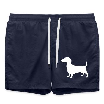 Dachshund Hunde Geschenk Dackelbesitzer - Badeshorts - French Navy - Vorne - AI Model Male 185 light (185cm)