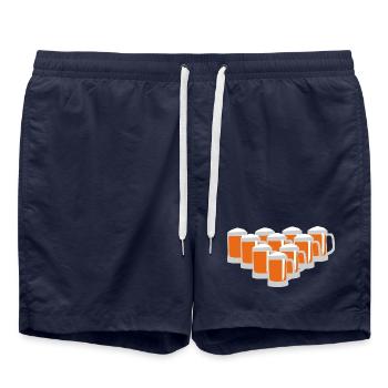 Bier Bowling Neun - Badeshorts - French Navy - Vorne - AI Model Male 185 light (185cm)