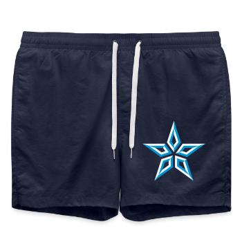 Design d’étoile (à cinq branches / Bleu et blanc) - Short de bain - bleu marine - Devant - AI Model Male 185 light (185cm)