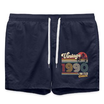 Vintage 1990's Vintage Retro Birthday Gift - Swim Trunks - french navy - Front - AI Model Male 185 light (185cm)