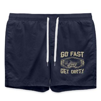 Ride Fast, Get Dirty - Motocross Saying - Swim Trunks - french navy - Front - AI Model Male 185 light (185cm)