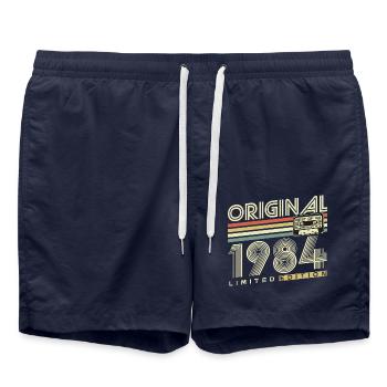Original 1984 Vintage Vintage Rétro Anniversaire - Short de bain - bleu marine - Devant - AI Model Male 185 light (185cm)