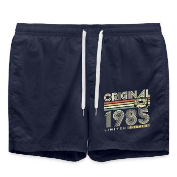 Original 1985 Vintage Vintage Rétro Anniversaire - Short de bain - bleu marine - Devant - AI Model Male 185 light (185cm)