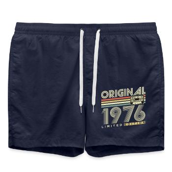 Original 1976 Vintage Vintage Retro Birthday - Swim Trunks - french navy - Front - AI Model Male 185 light (185cm)