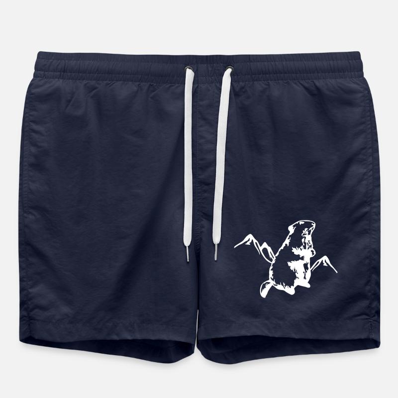 Murmeltier mit Bergen - Badeshorts - French Navy