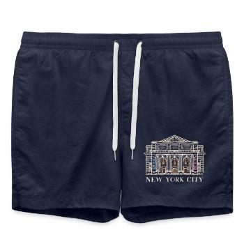 New York, Manhattan Midtown Library, États-Unis - Short de bain - bleu marine - Devant - AI Model Male 185 light (185cm)