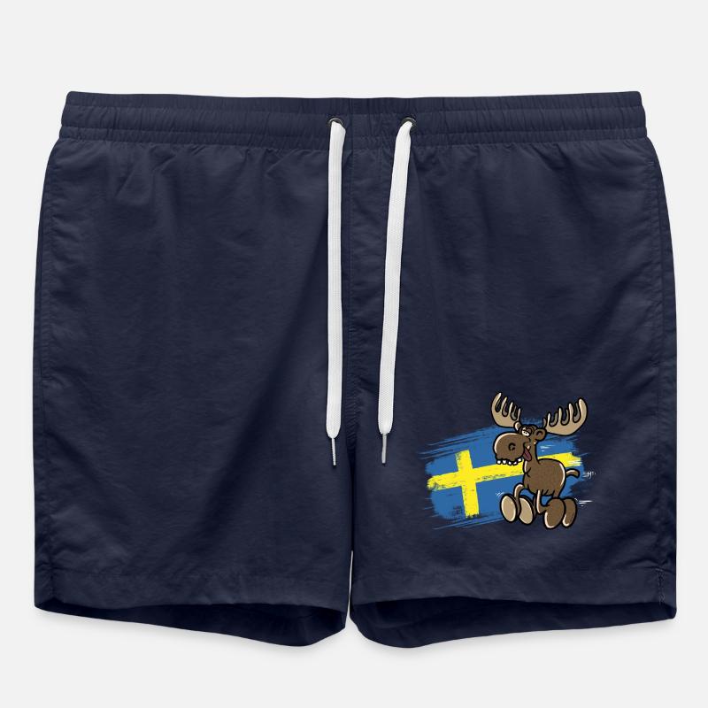 Sweden - Moose - Flag - Swim Trunks - french navy