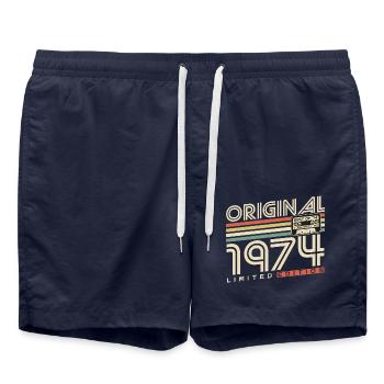 1974 Né Vintage Anniversaire Cadeau Rétro - Short de bain - bleu marine - Devant - AI Model Male 185 light (185cm)
