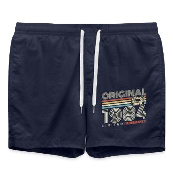 1984 geboren Jahrgang Geburtstag Retro Geschenk - Badeshorts - French Navy - Vorne - AI Model Male 185 light (185cm)