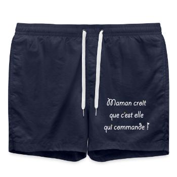 Maman croit que c'est elle qui commande ! - Short de bain - bleu marine - Devant - AI Model Male 185 light (185cm)