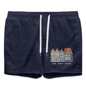Marché de Brême, Dessin, Allemagne - Short de bain - bleu marine - Devant - AI Model Male 185 light (185cm)