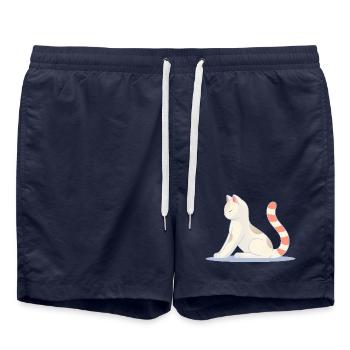 Chat en posture de yoga méditatif - Short de bain - bleu marine - Devant - AI Model Male 185 light (185cm)